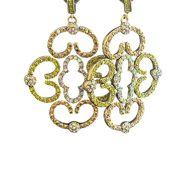 Heidi Daus ENTRANCE MAKER Crystal 2 Sided Pierced Earrings ~ Golden STATEMENT - Picture 10 of 10